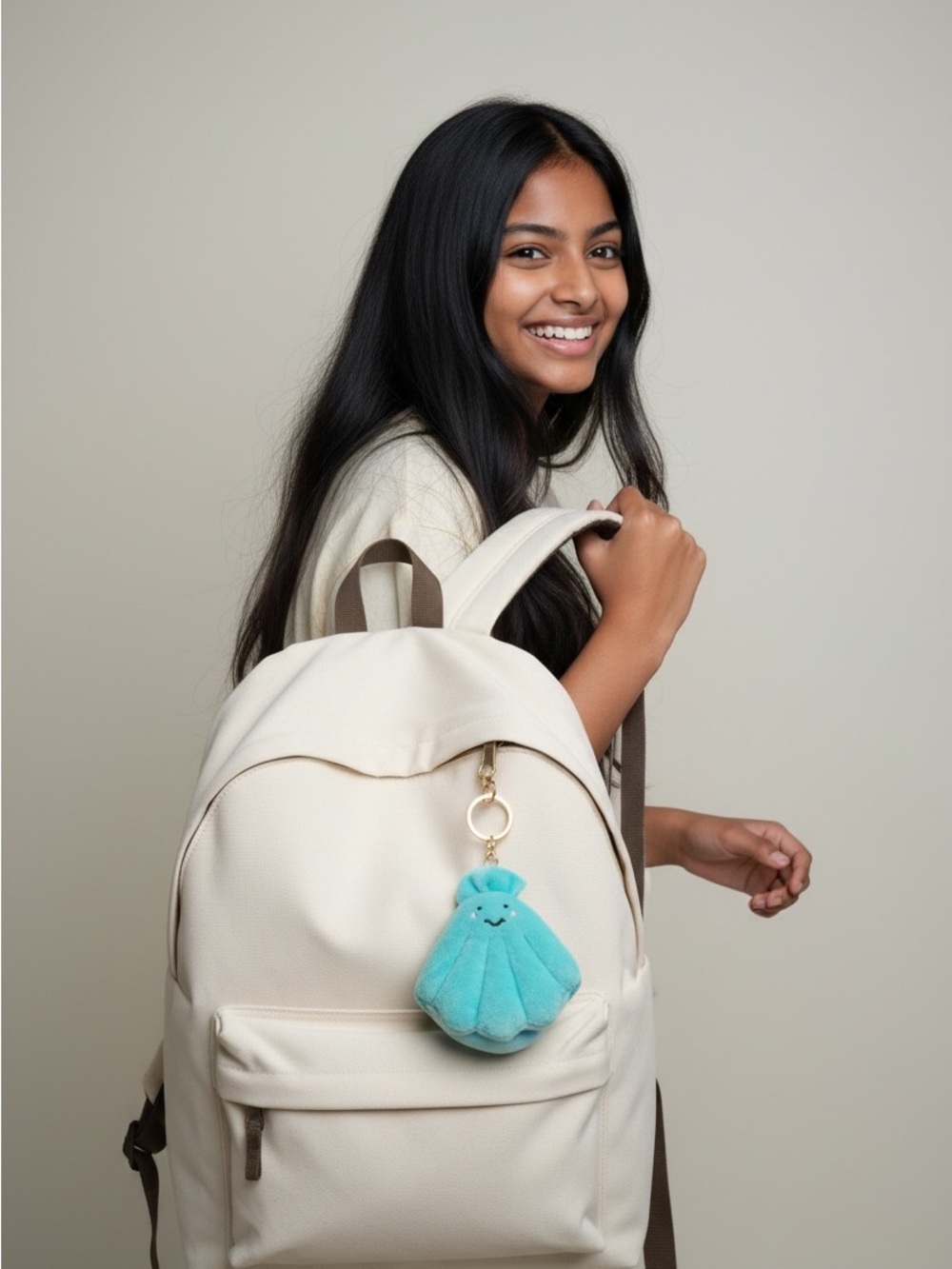 Leith Teal & Blue Plush Shell & Hidden Pearl Bag Charm - NWT from Nordstrom